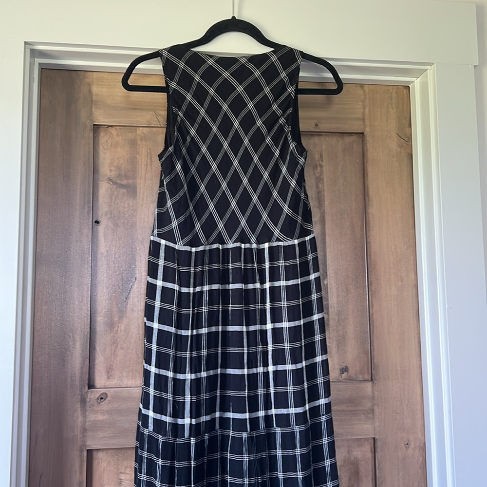 NWT J. Jill Black White Mixed Print Plaid Print Midi Dress - Picture 10 of 10